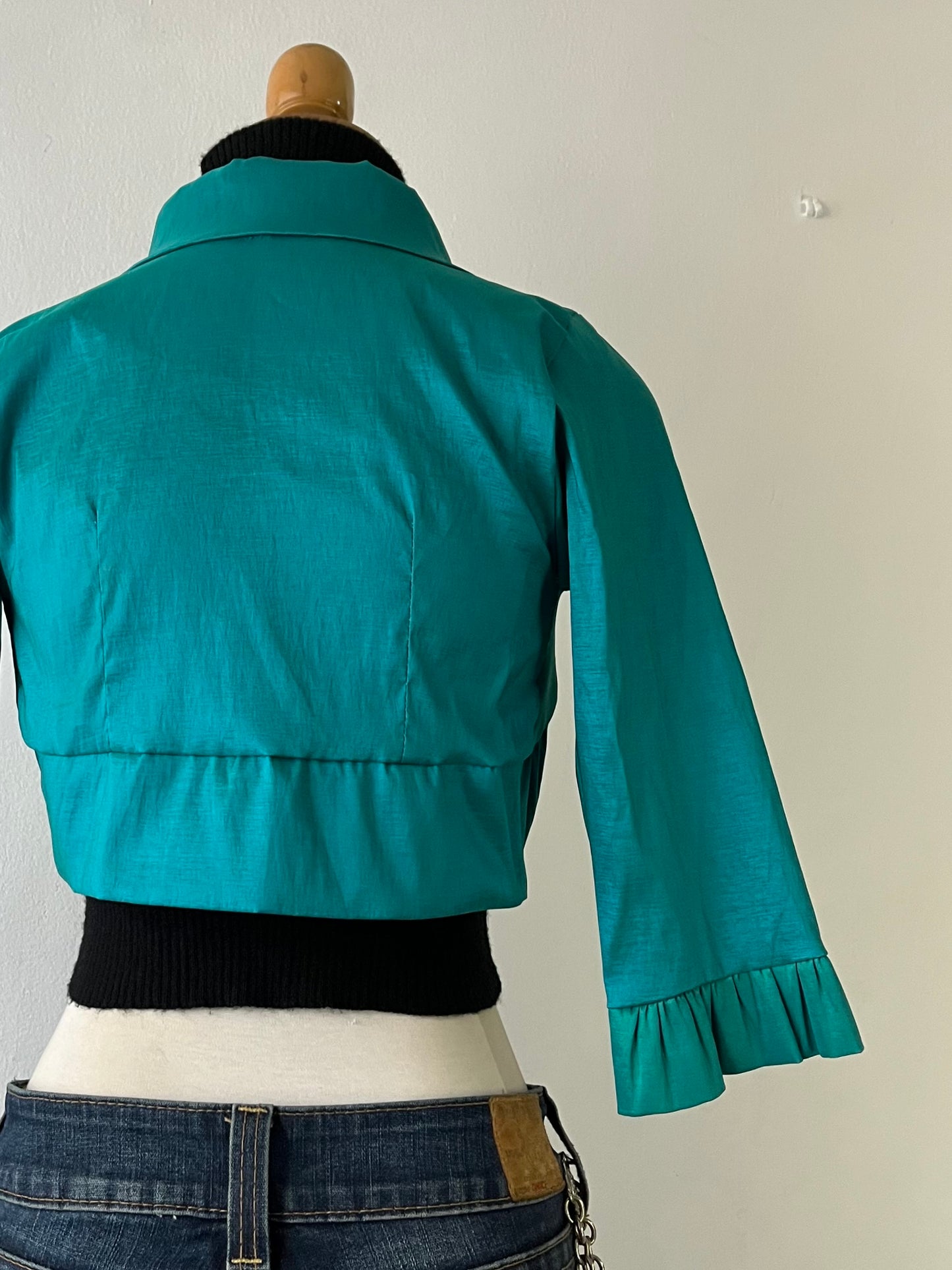 Cobalt Satin Taffeta Cardigan