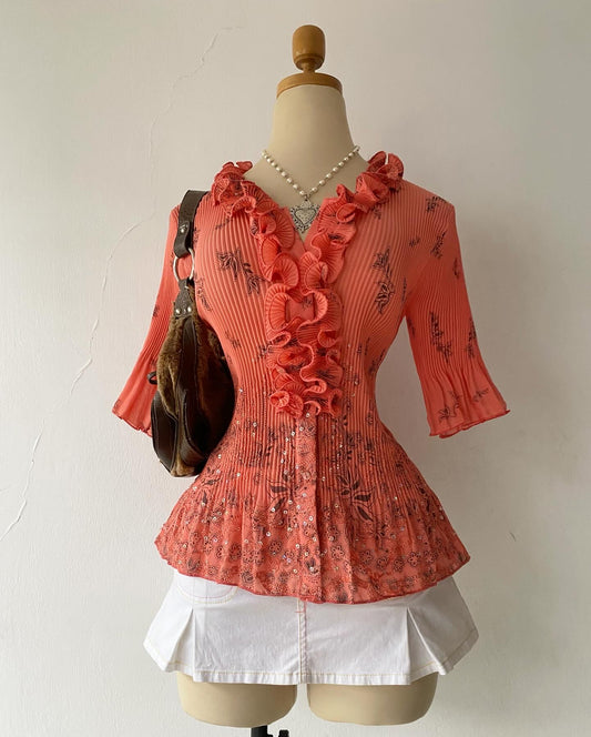 Coquette melon blouse