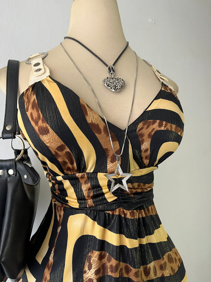 Animal print top with back bow