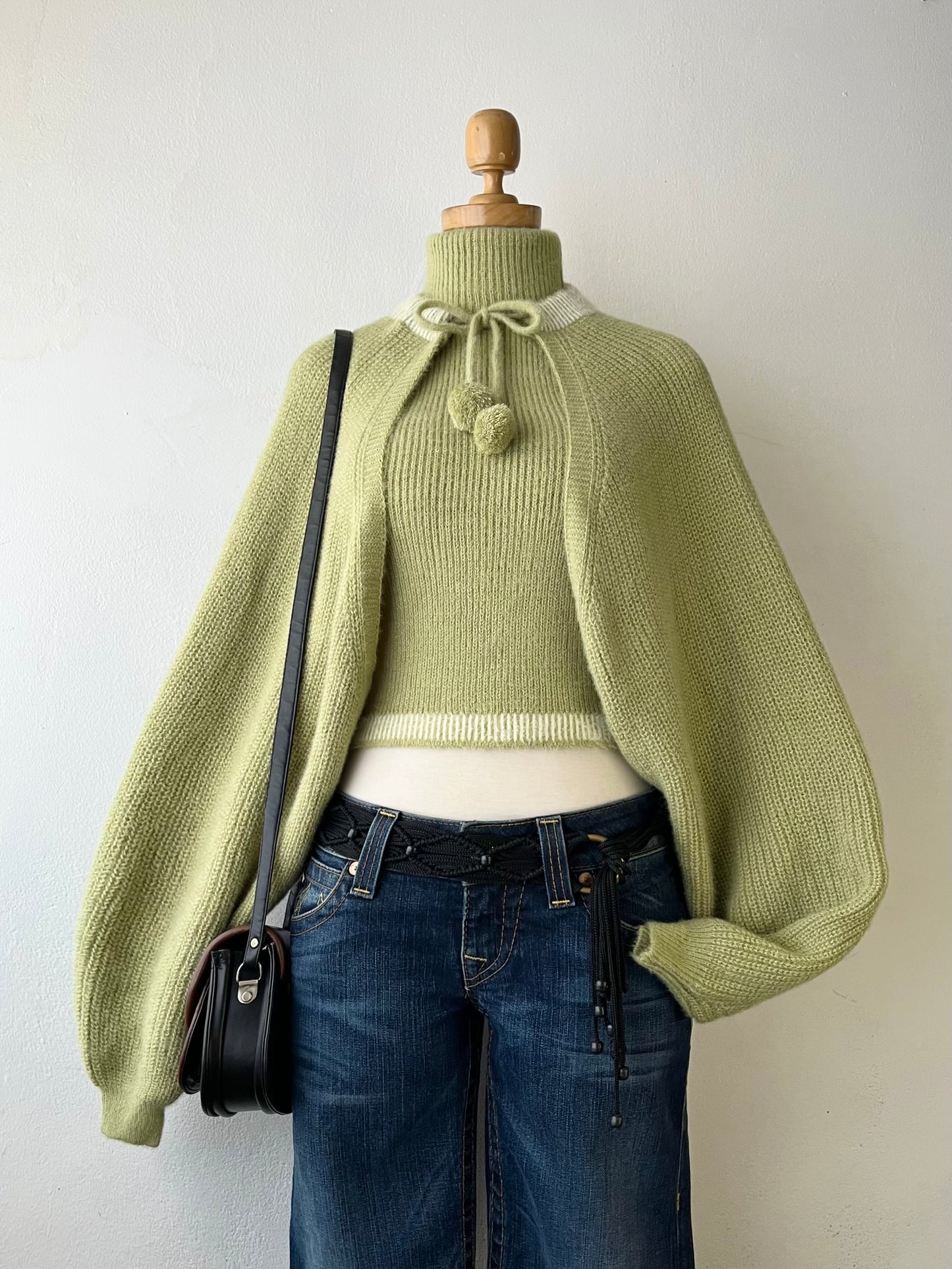 Set (Knitted cardigan + knitted top)