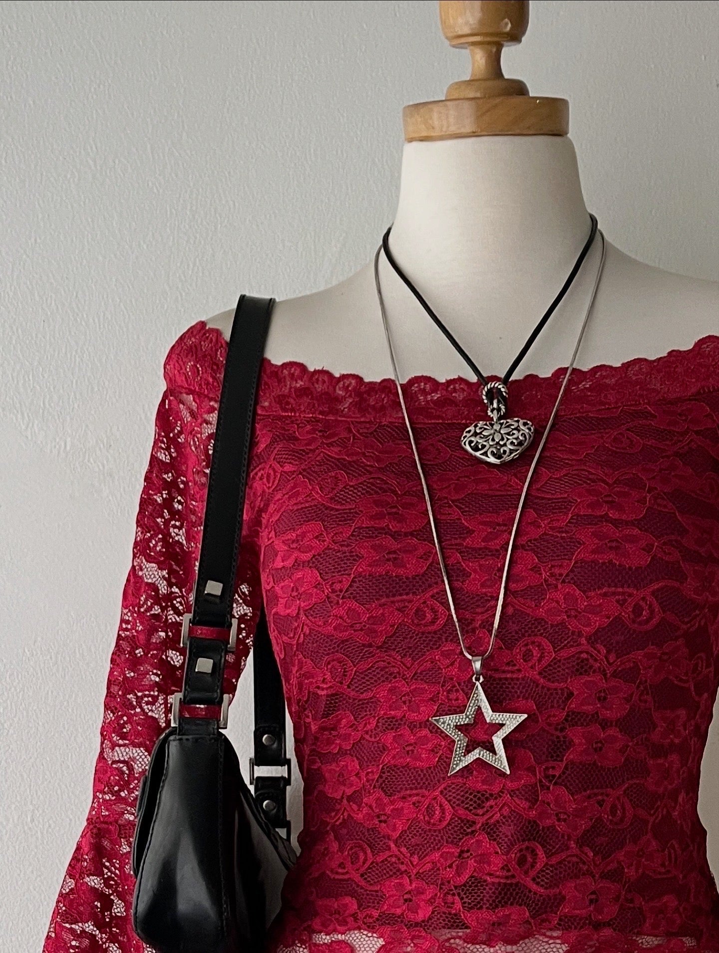 Lace flared sleeve top