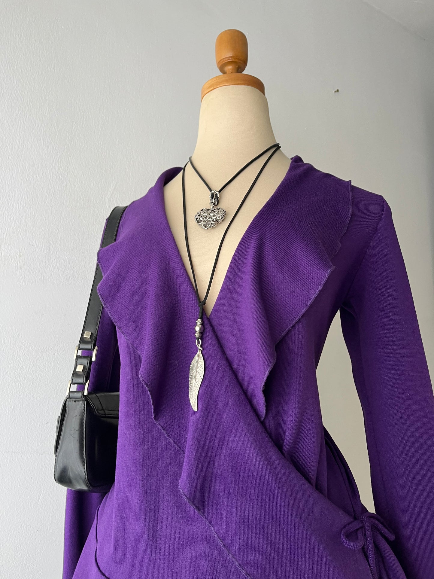 Purple wrap blouse with crossover design