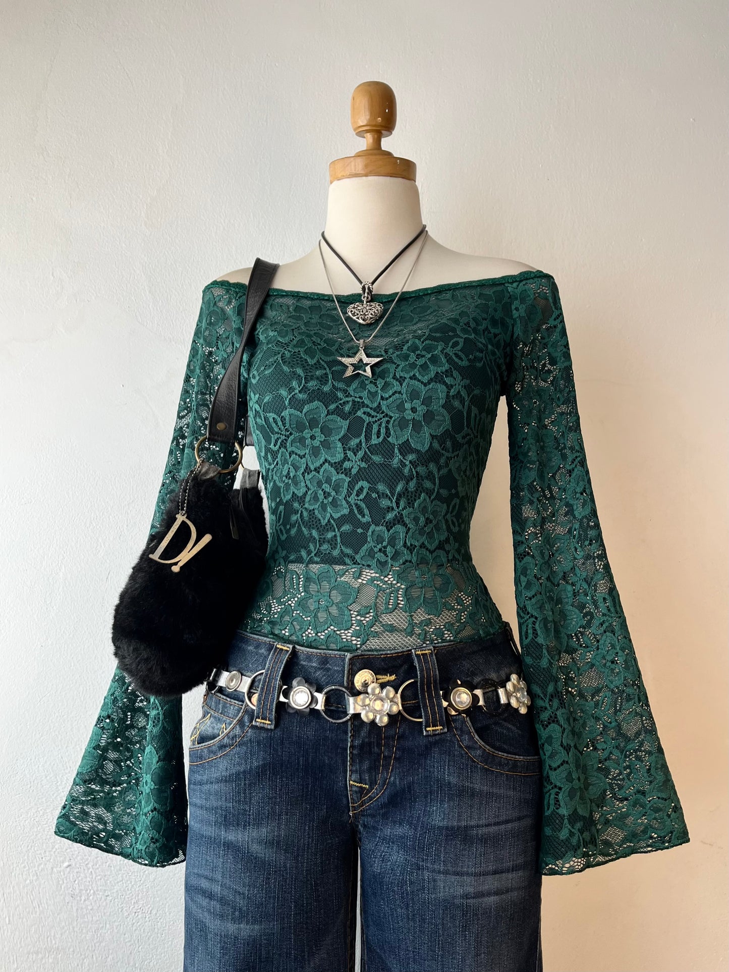 Lace top with bell-sleeves