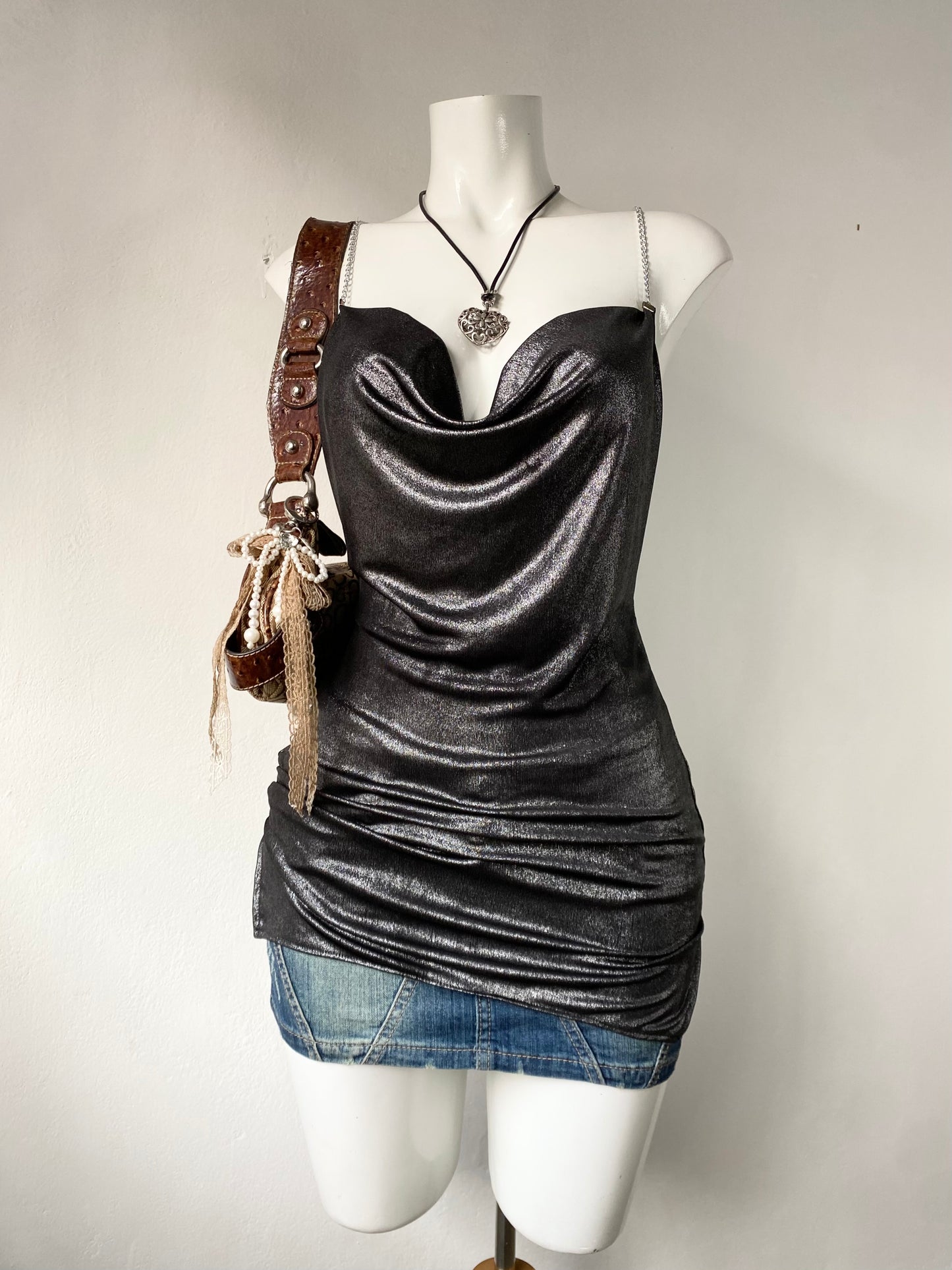 Iridescent long top