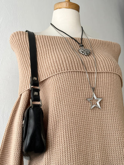 Off-the-shoulder sweater with wide sleeves