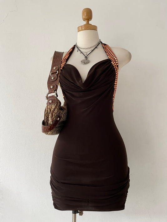 Brown mini dress