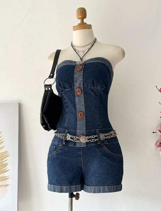 Short jean jumpsuit