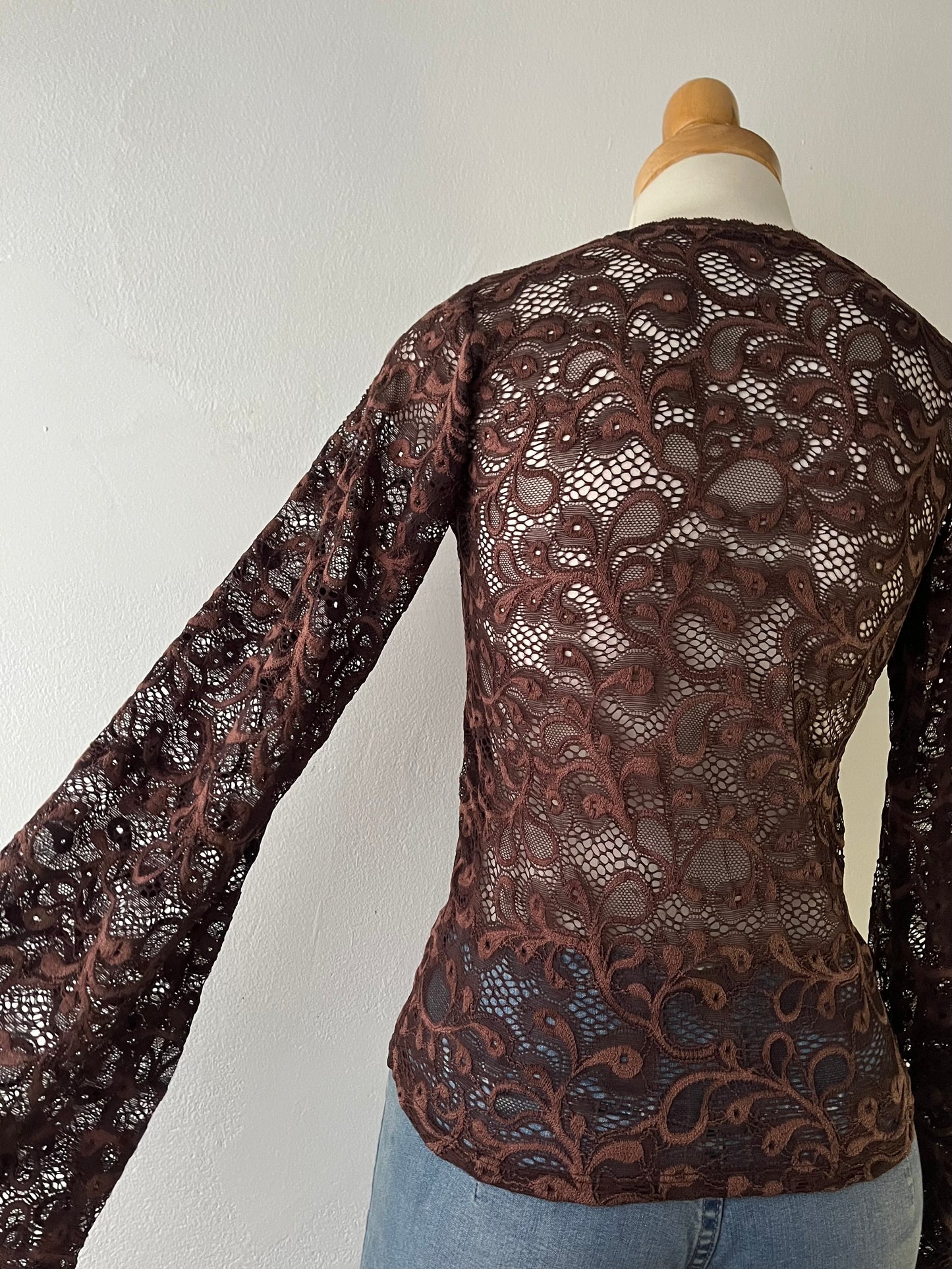 Lace top with flared sleeves
