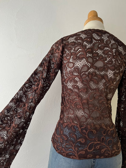 Lace top with flared sleeves