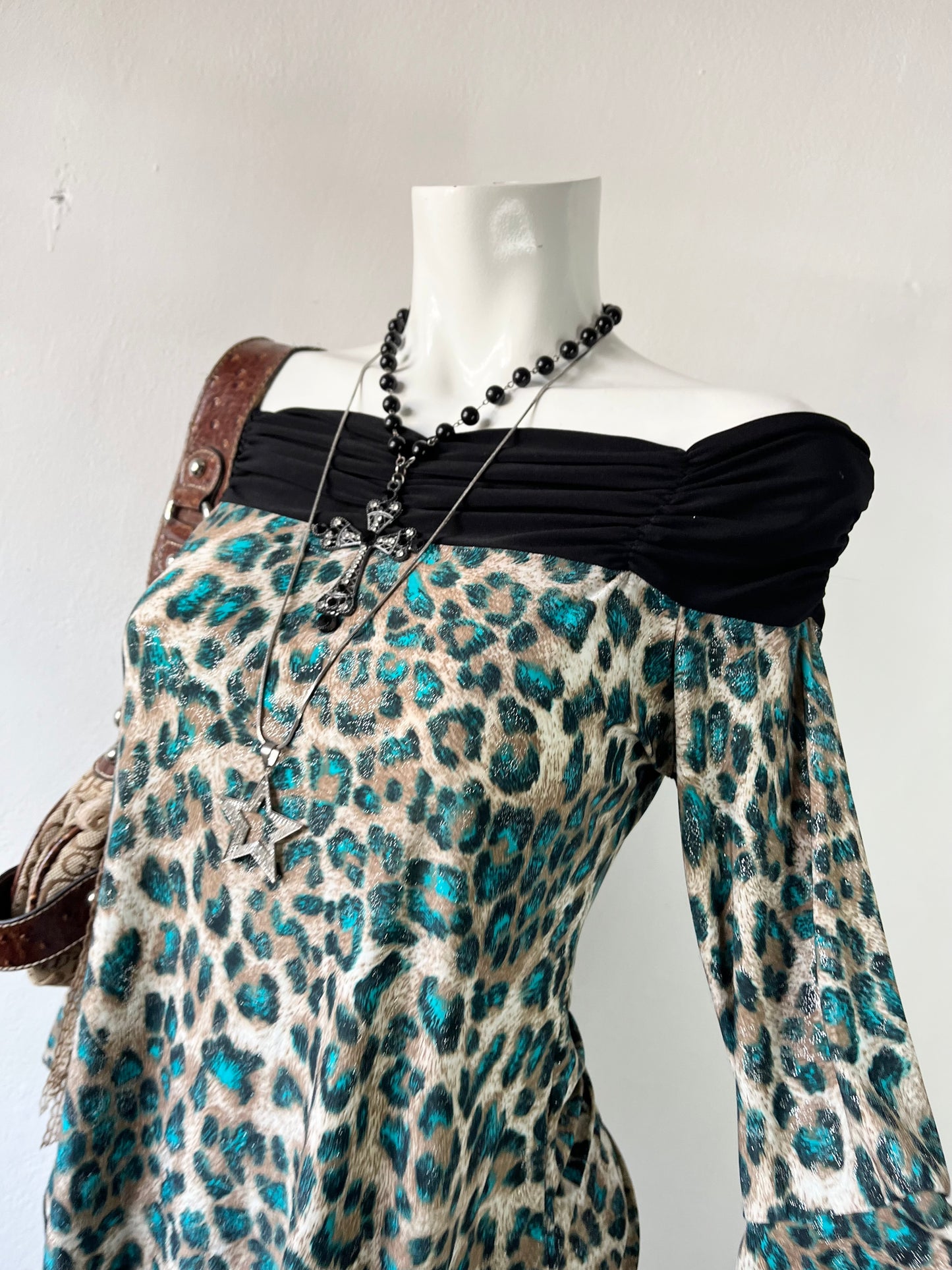 Off shoulder animal print top- size M