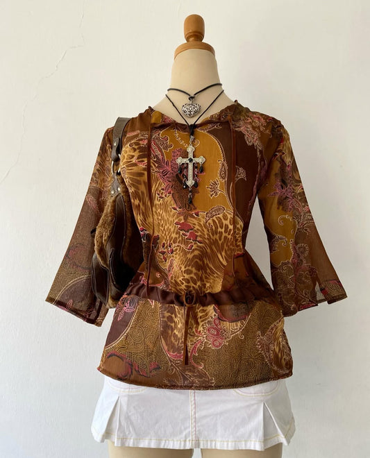 Camel boho chic blouse