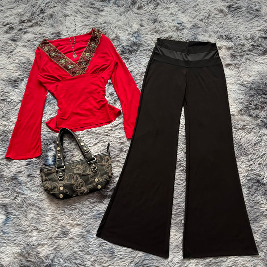 Flare black pants-size S