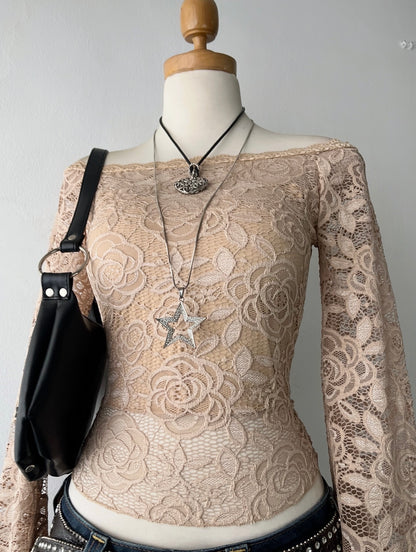 Lace top with wide sleeves