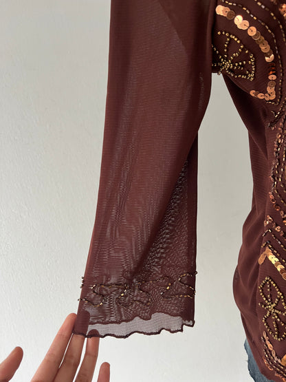 Brown sequin top