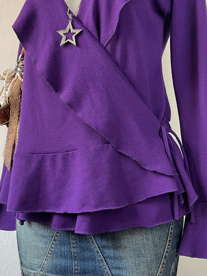 Purple cardigan with a crossover design- size M/L