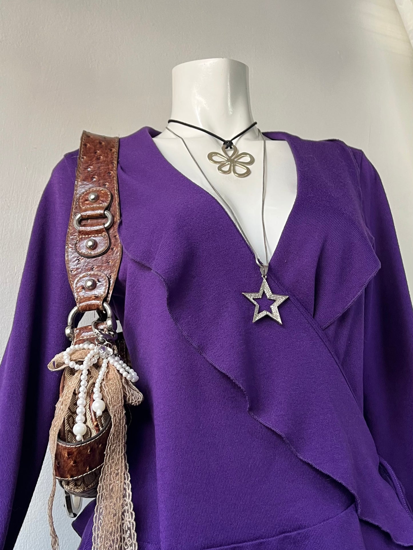 Purple cardigan with a crossover design- size M/L