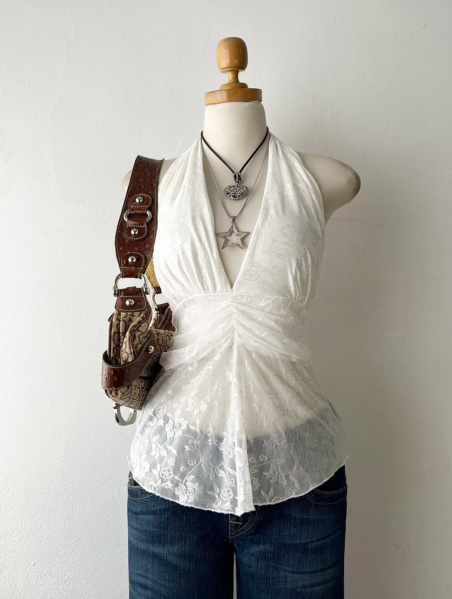 White lace halter top