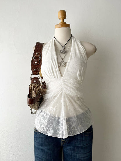White lace halter top