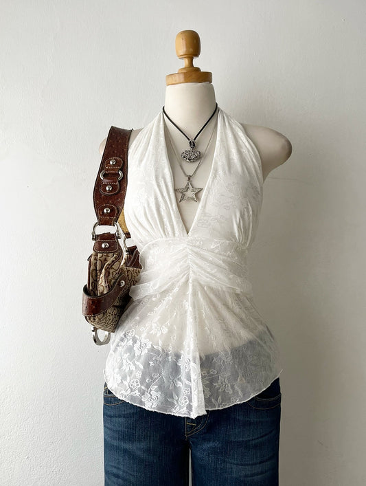 White lace halter top