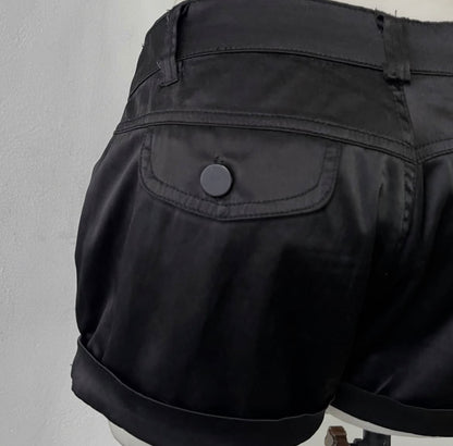 Mini shorts negro de seda satín - size M