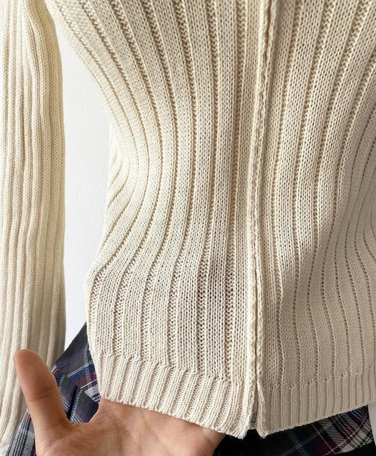Beige plush cardigan sweater