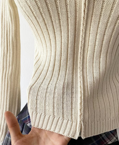 Beige plush cardigan sweater