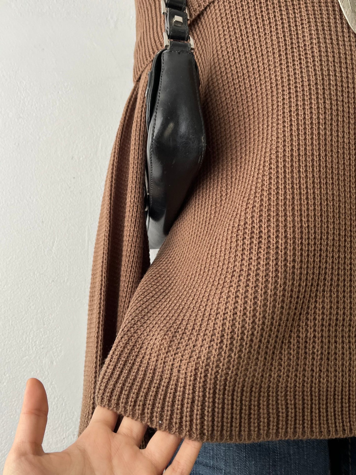 Off-the-shoulder sweater with wide sleeves