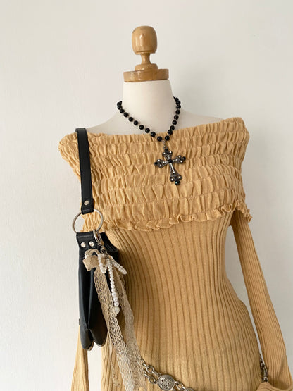 Long off-shoulder sweater