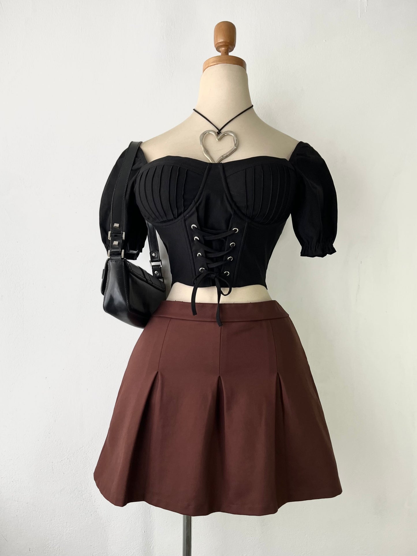 Brown pleated skort