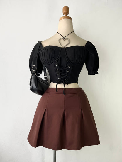 Brown pleated skort