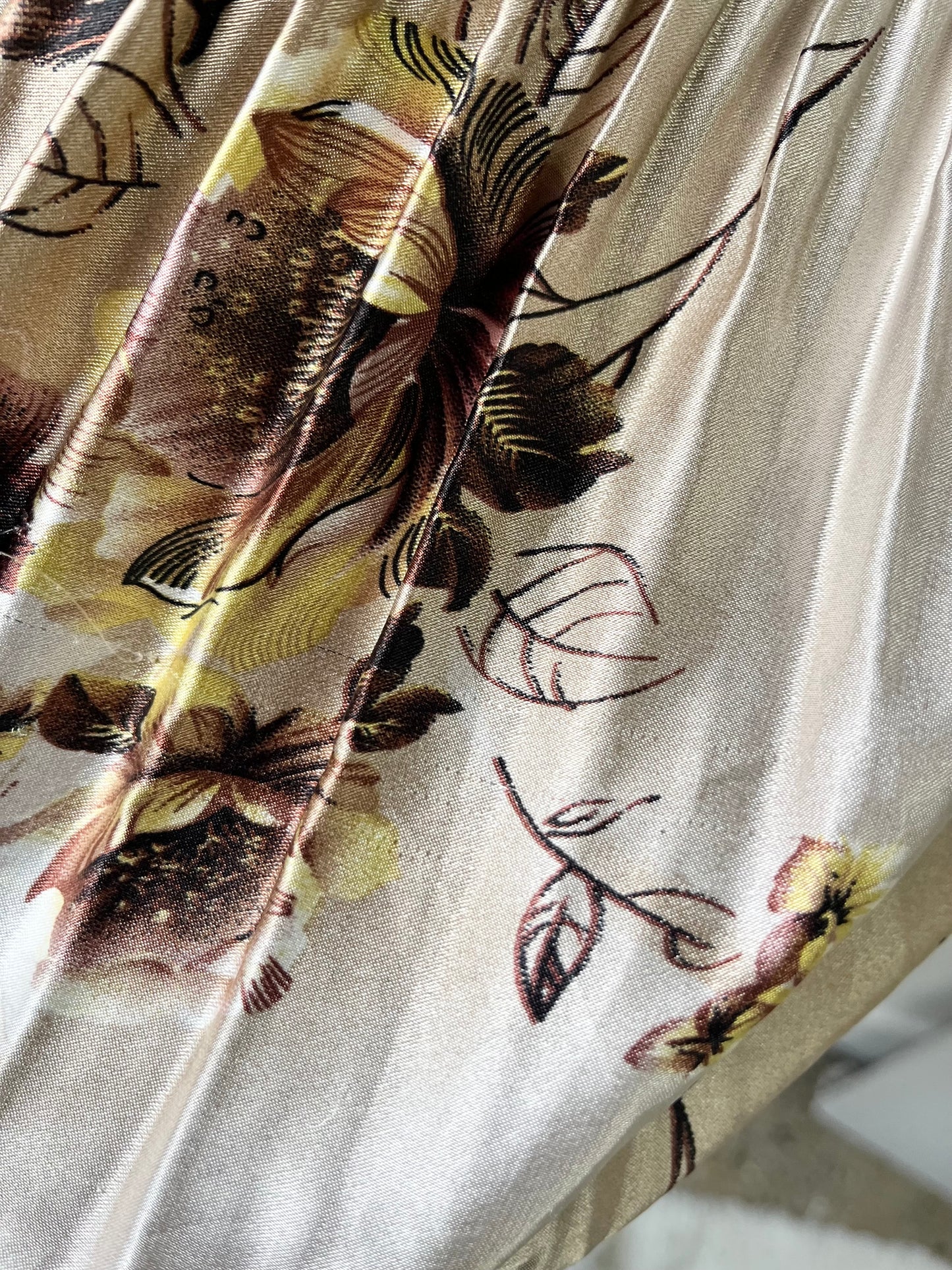 Floral satin silk blouse- size M