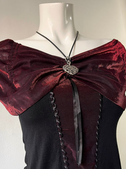 Coquette burgundy and noir top- size S