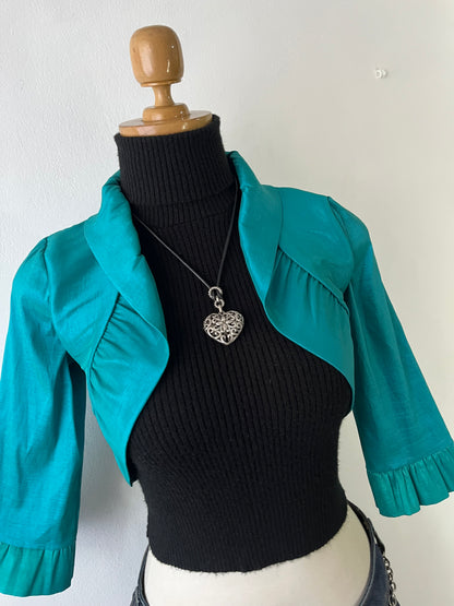 Cobalt Satin Taffeta Cardigan