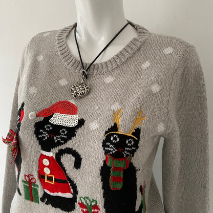 3D Christmas kitten oversized sweater