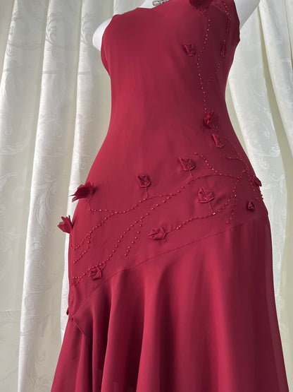 Burgundy asymmetric dress
