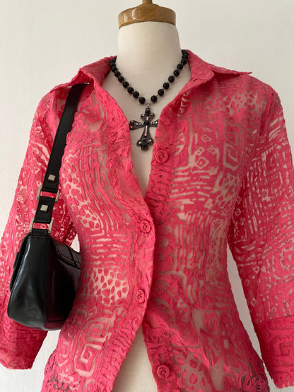 Pink lace blouse