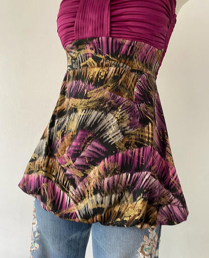 Fuchsia top with iridescent design