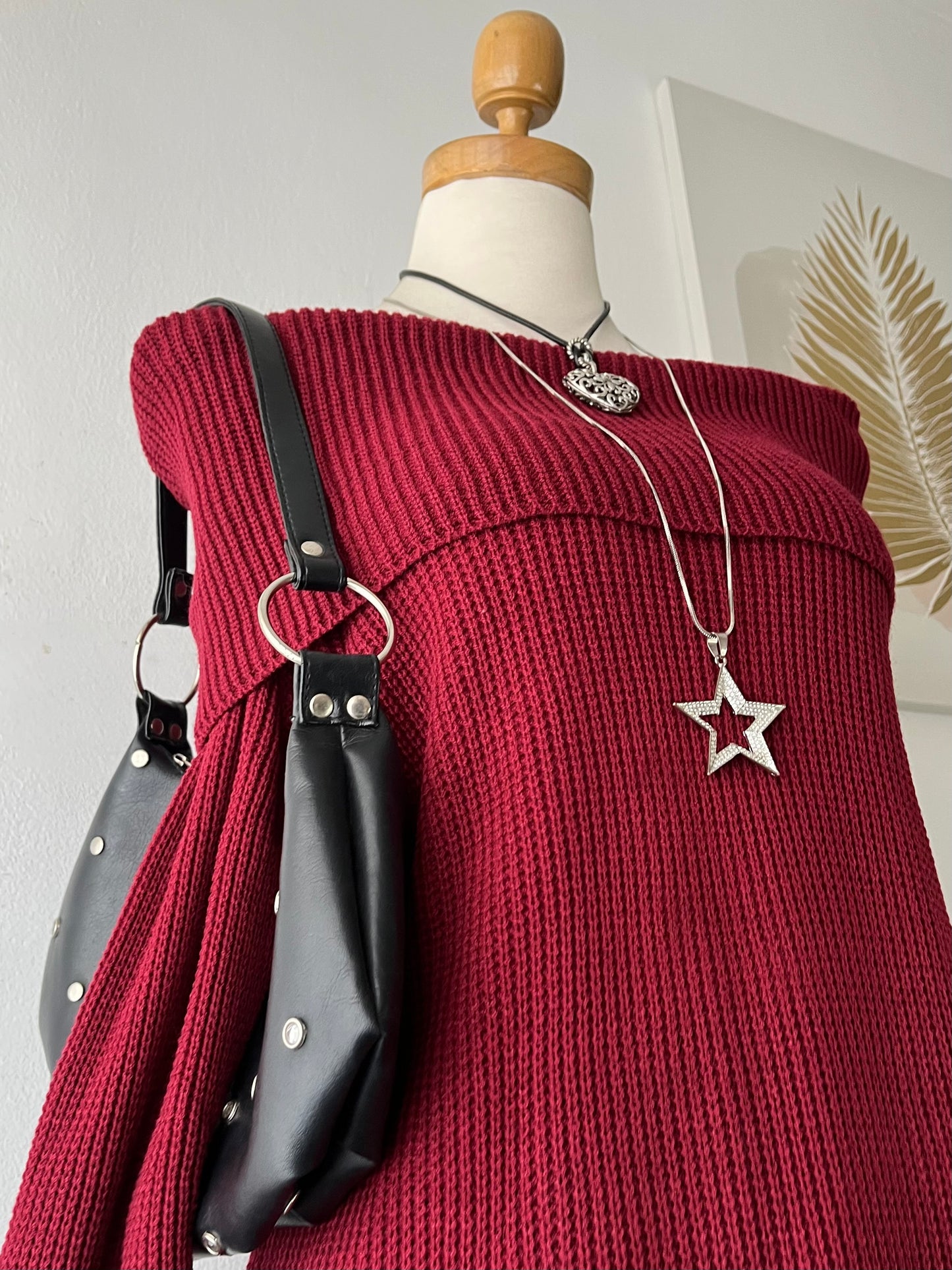 Off shoulder sweater with wide sleeves