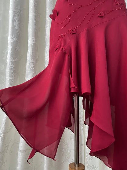 Burgundy asymmetric dress