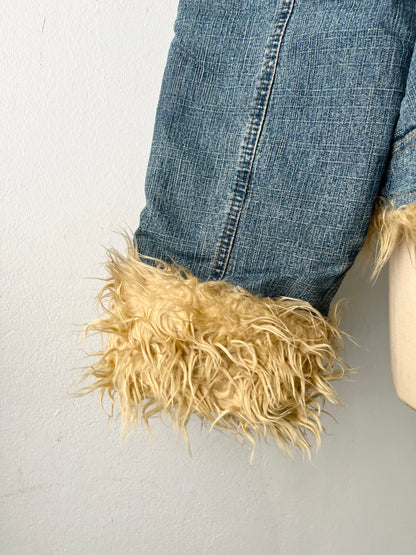 Oversized denim jacket with quilted lining