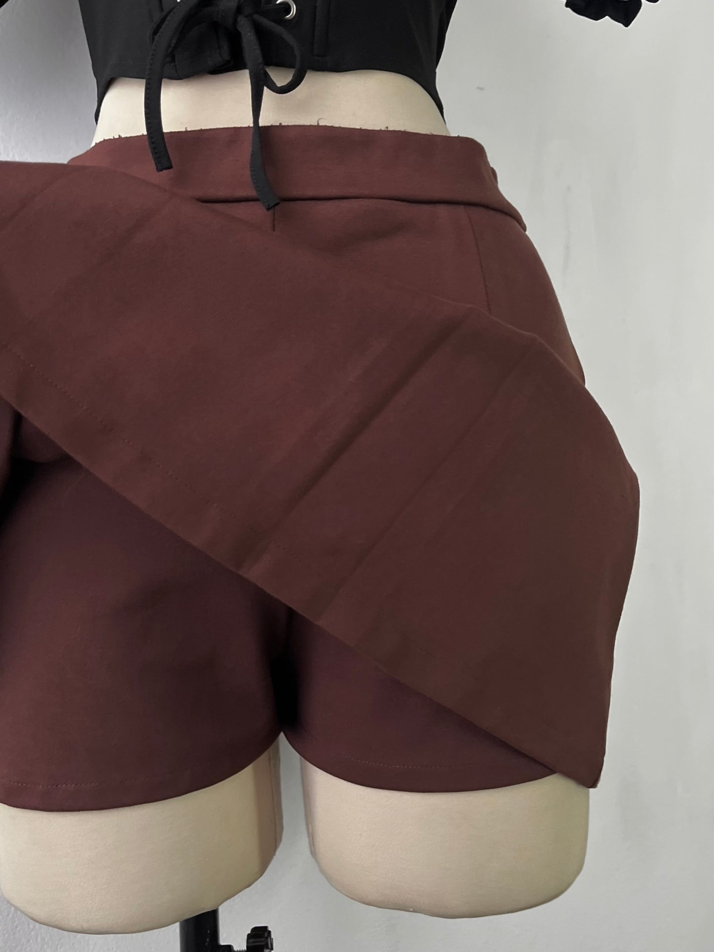 Brown pleated skort