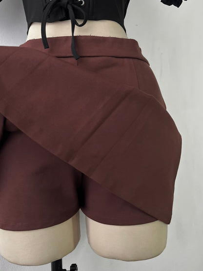 Brown pleated skort