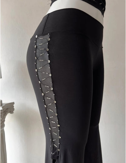 Black flared pants with sequins-size M