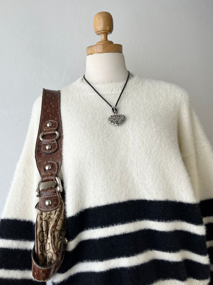 Oversized black and white sweater