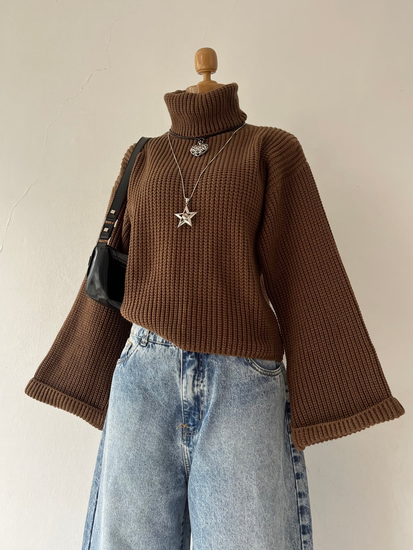 Turtleneck sweater with wide sleeves