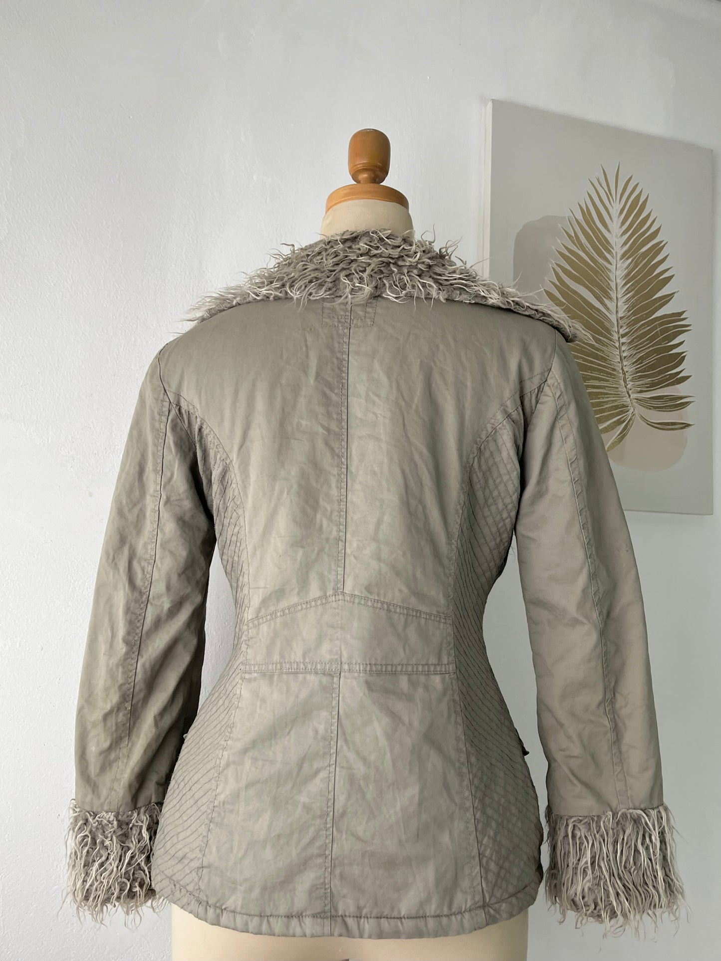 Warm quilted gray penny lane jacket