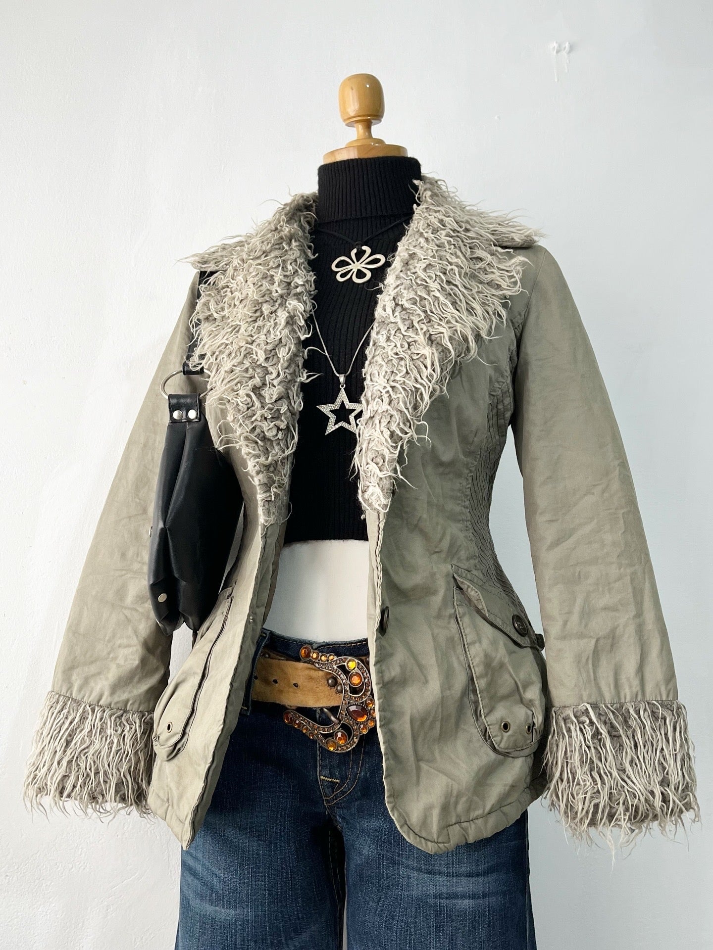 Warm quilted gray penny lane jacket