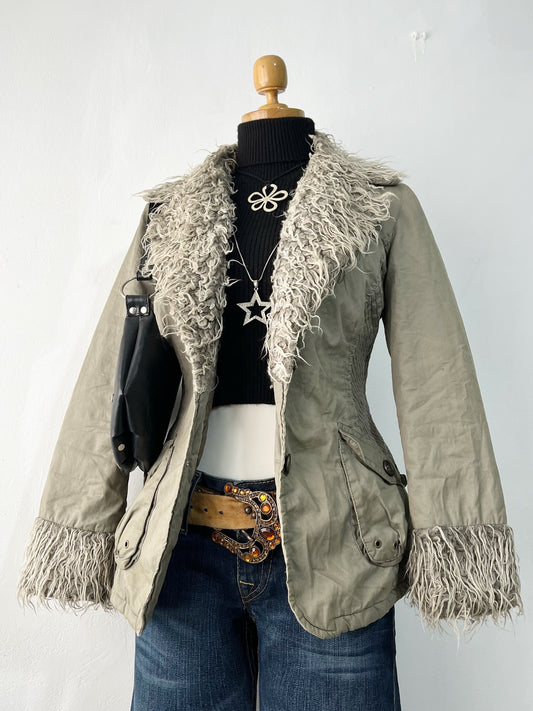 Warm quilted gray penny lane jacket