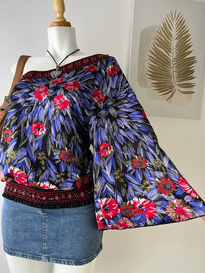 Boho chic one-shoulder top