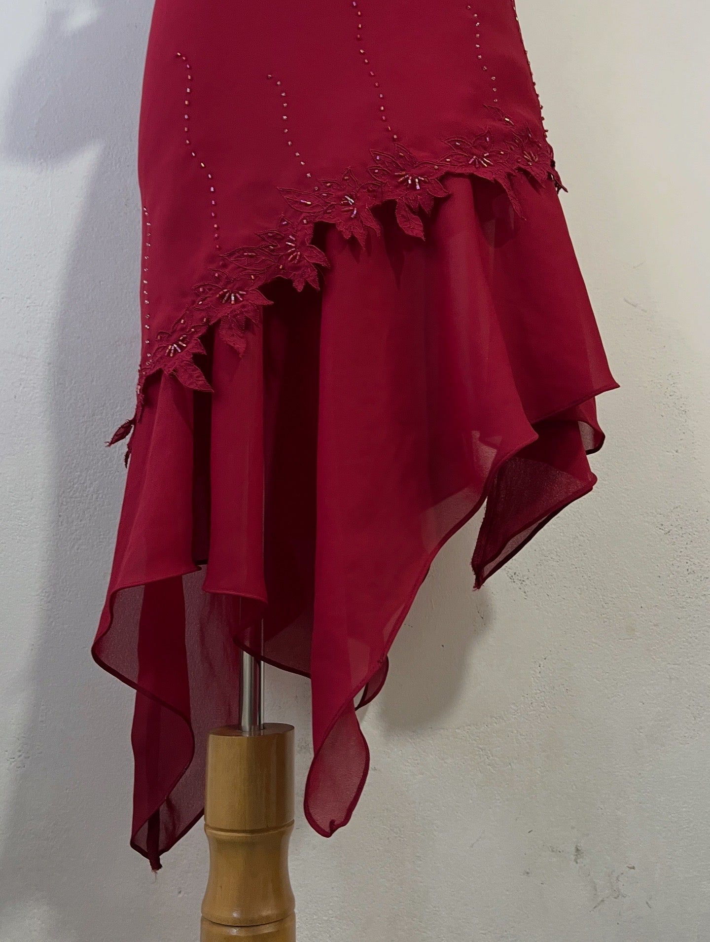 Asymmetrical burgundy dress